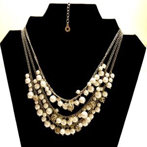 < EUC Anne Klein Vintage (90’s) Three Strand Faux Pearls With Gold Chain…